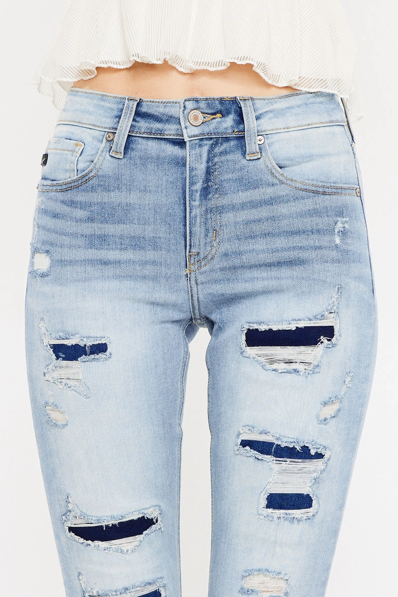 Natasha High Rise Patched Super Skinny Jeans