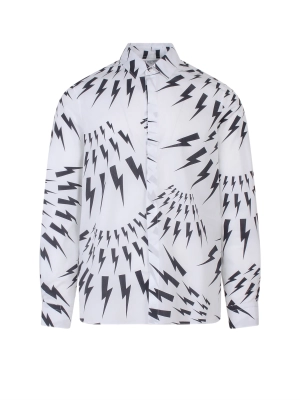 Neil Barrett Allover Thunderbolt Print Shirt
