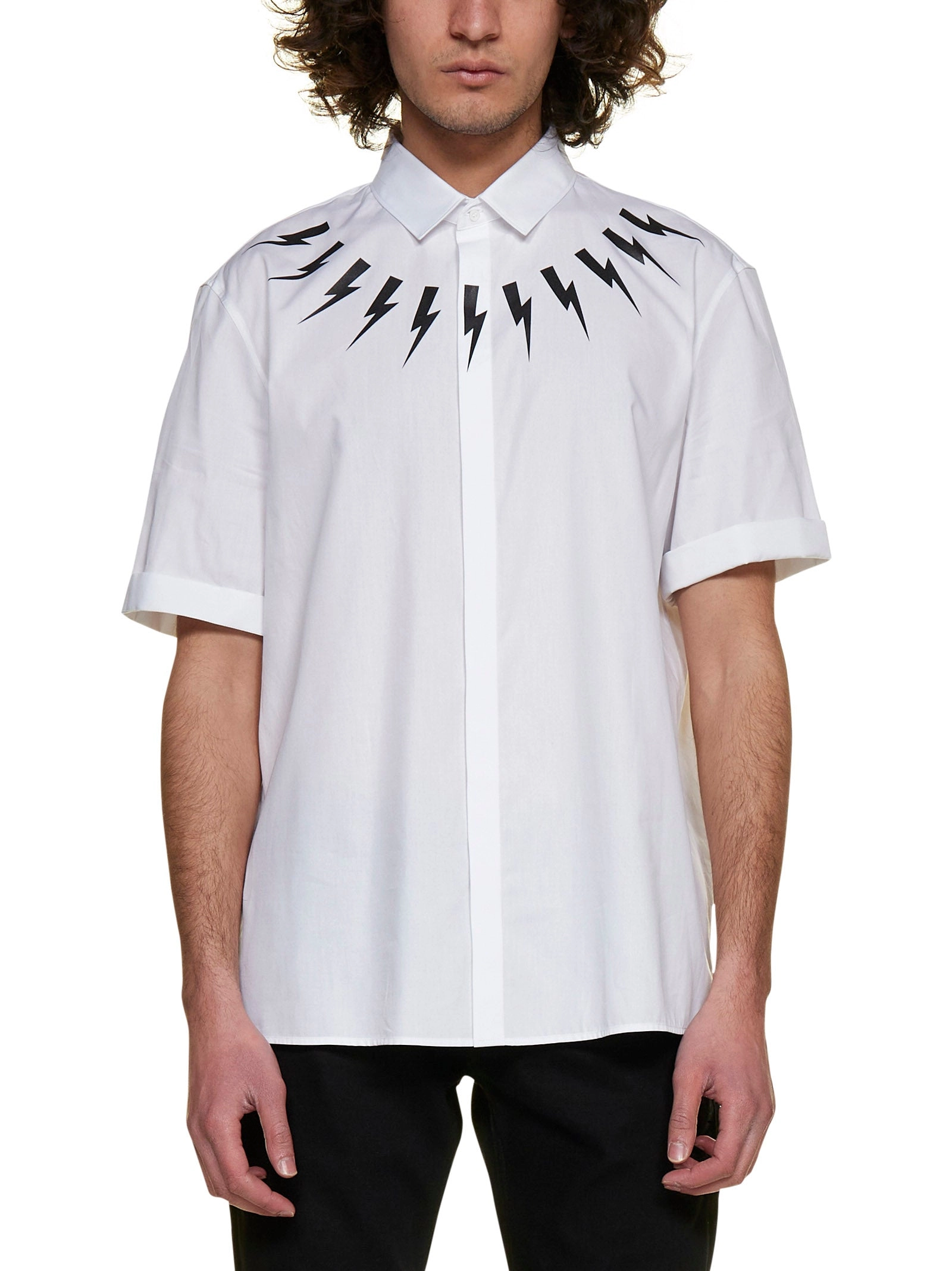 Neil Barrett Thunderbolt Print Short Sleeved Shirt