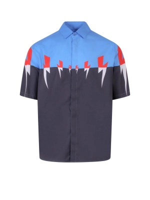 Neil Barrett Thunderbolt Print Short Sleeved Shirt