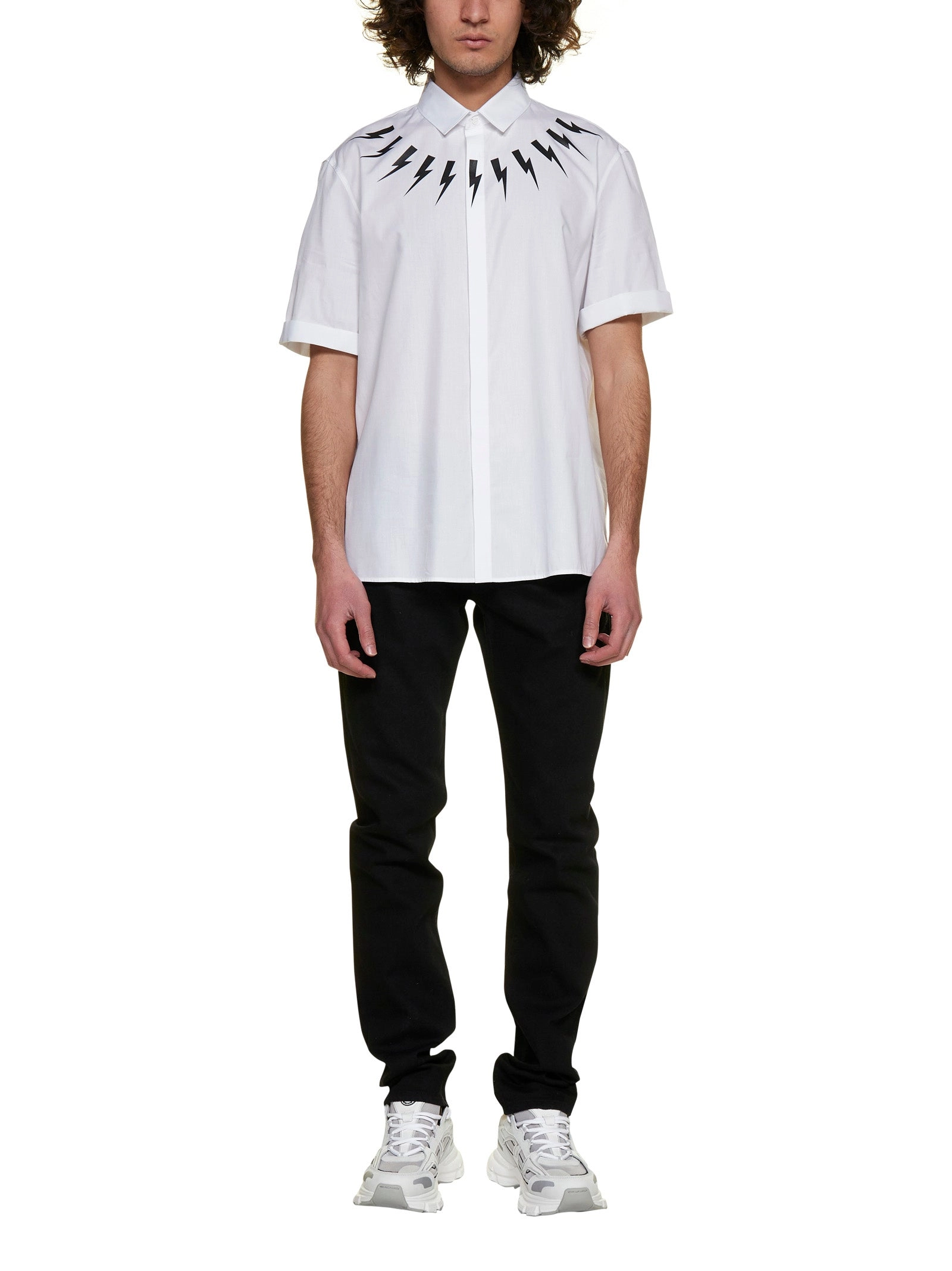 Neil Barrett Thunderbolt Print Short Sleeved Shirt