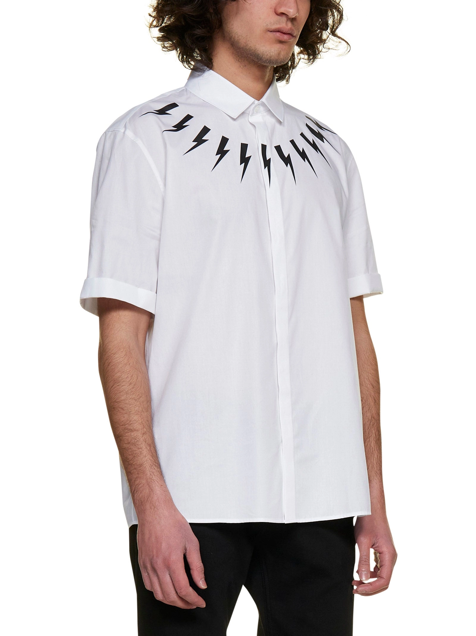 Neil Barrett Thunderbolt Print Short Sleeved Shirt