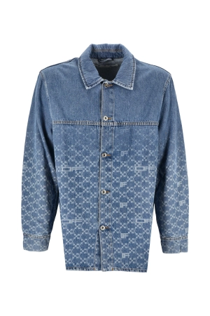 Off-White Monogram-Printed Buttoned Denim Shirt