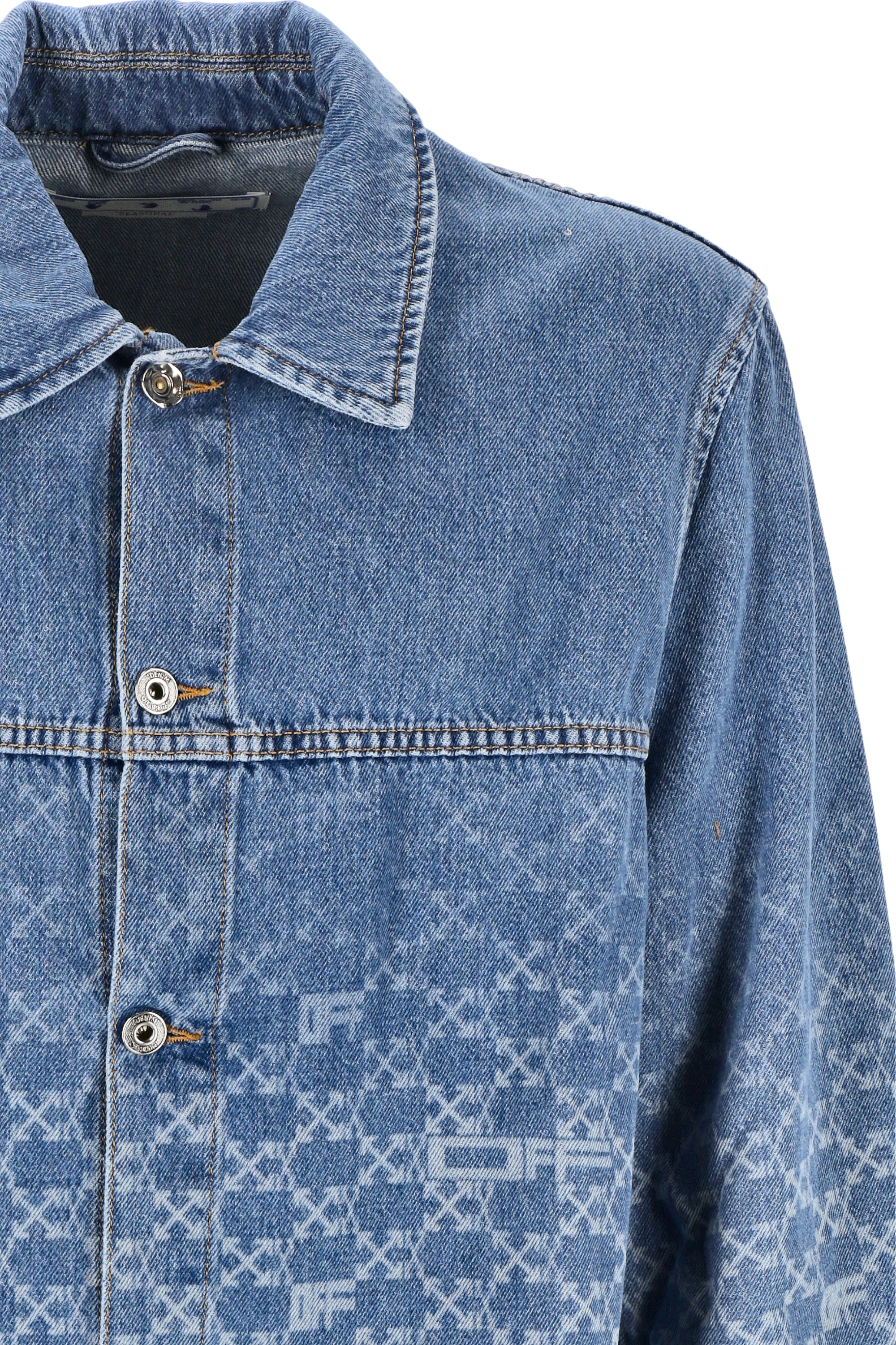 Off-White Monogram-Printed Buttoned Denim Shirt