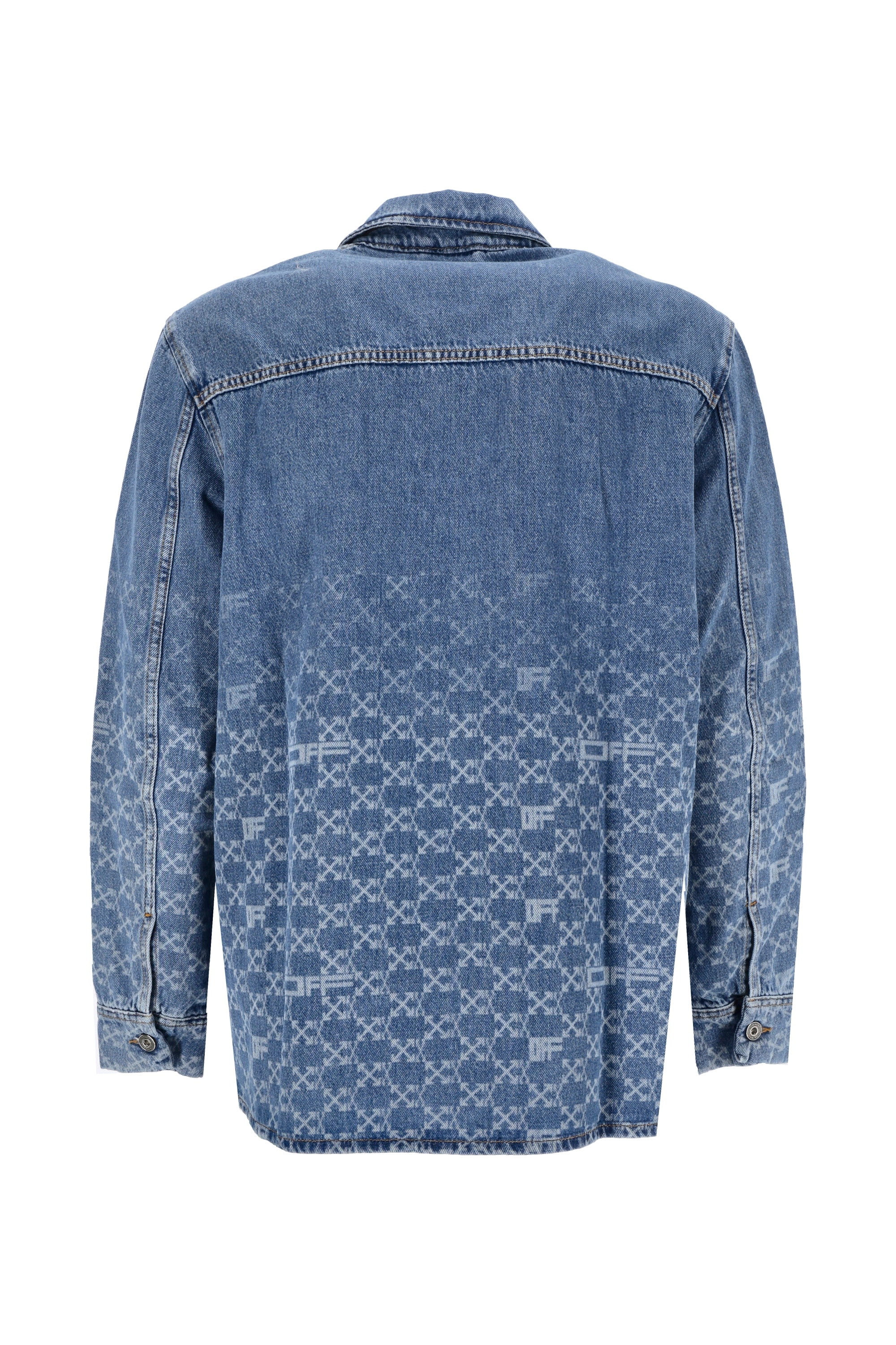 Off-White Monogram-Printed Buttoned Denim Shirt