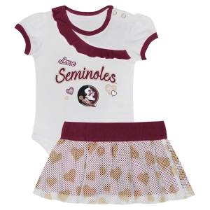 Outerstuff Infant Girl's Love Seminoles Design Creeper and Skirt Set - White
