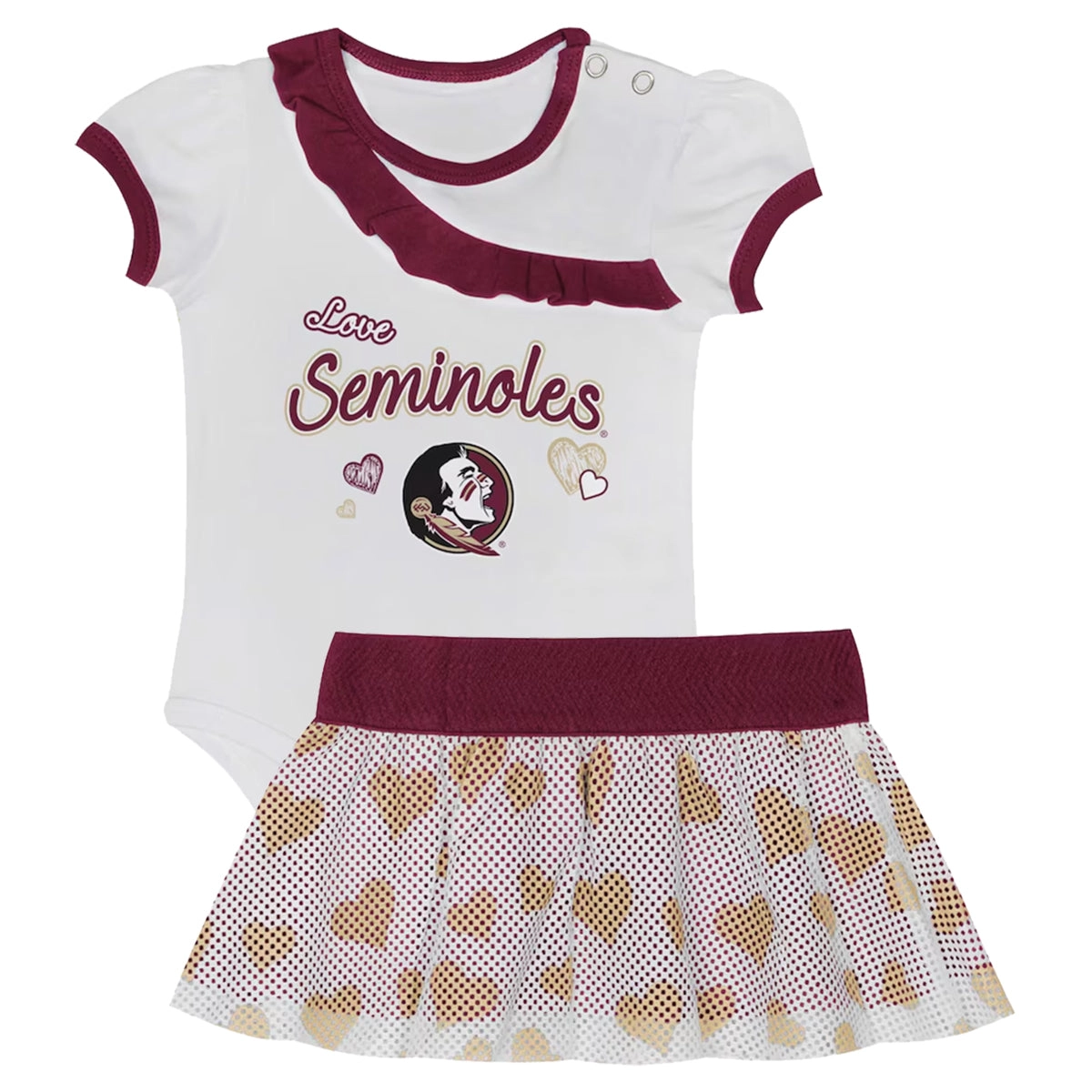 Outerstuff Infant Girl's Love Seminoles Design Creeper and Skirt Set - White