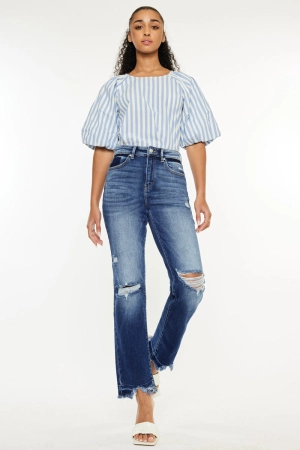 Peach High Rise Slim Straight