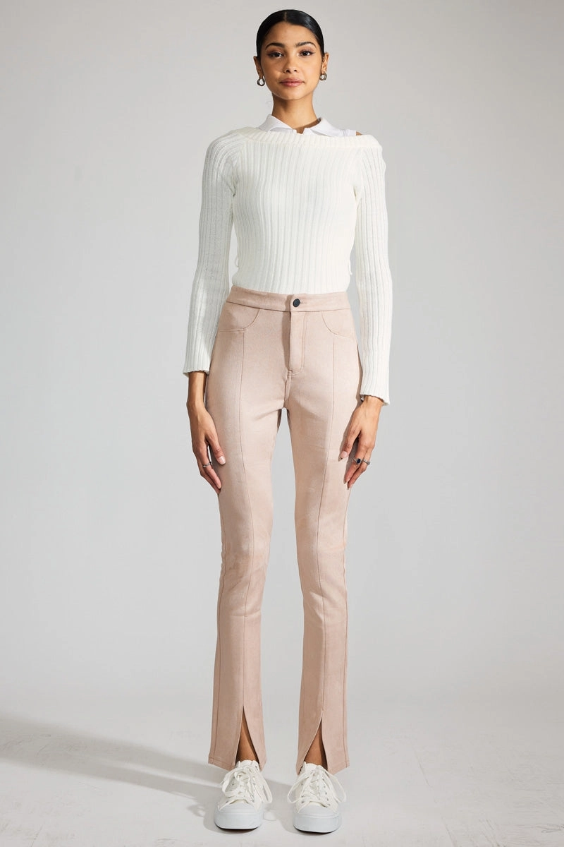 Peach Premier High Rise Slit Hem Skinny