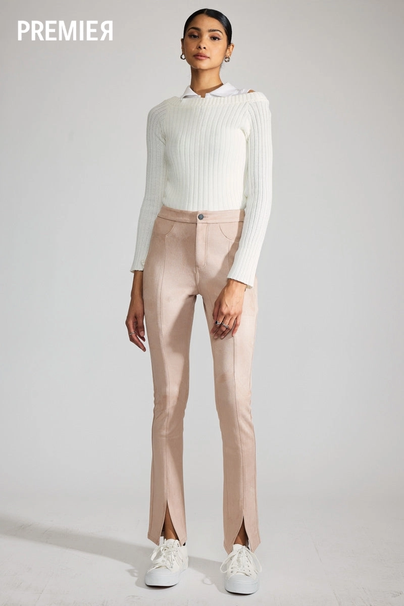 Peach Premier High Rise Slit Hem Skinny