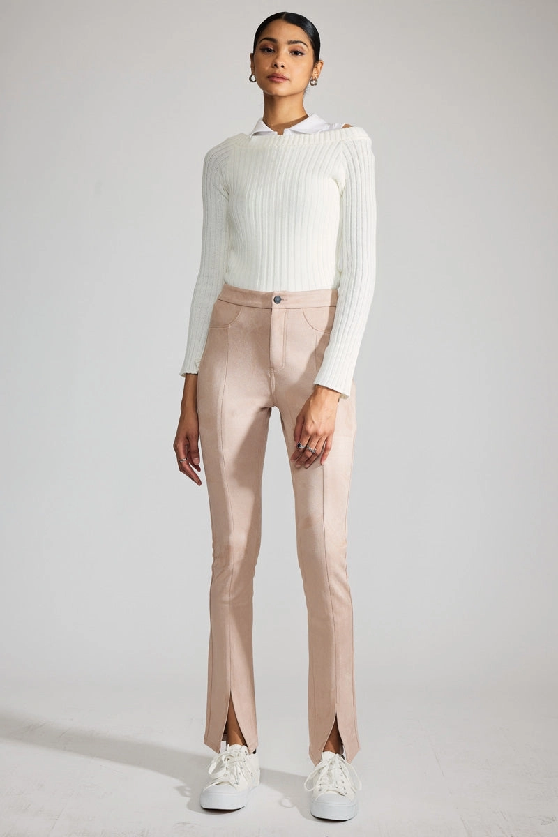 Peach Premier High Rise Slit Hem Skinny