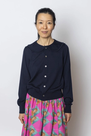 Peter Pan Collar Cardigan - Navy