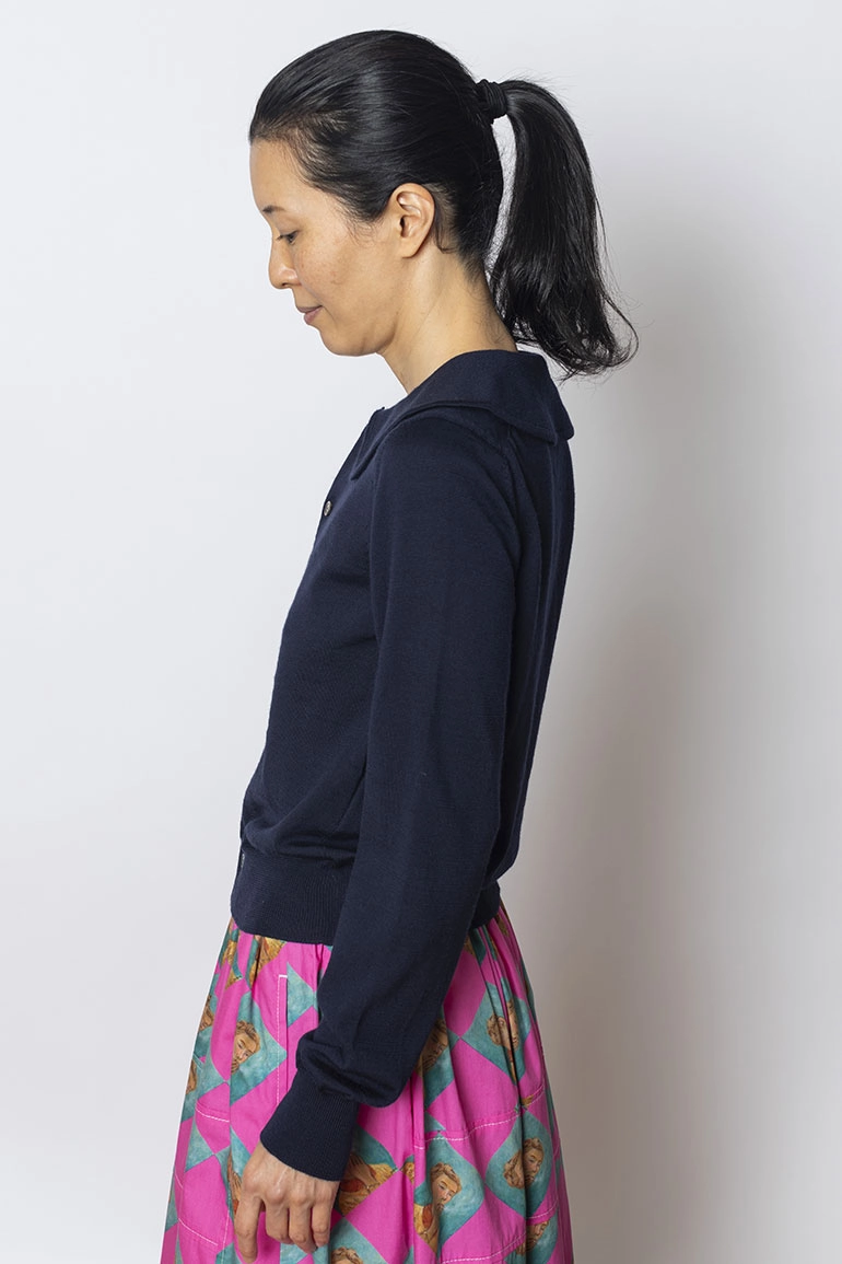 Peter Pan Collar Cardigan - Navy