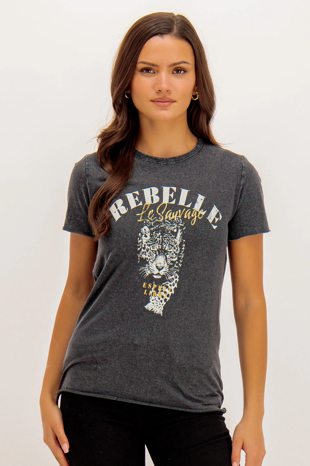Rebelle Black Lucy Printed Tee