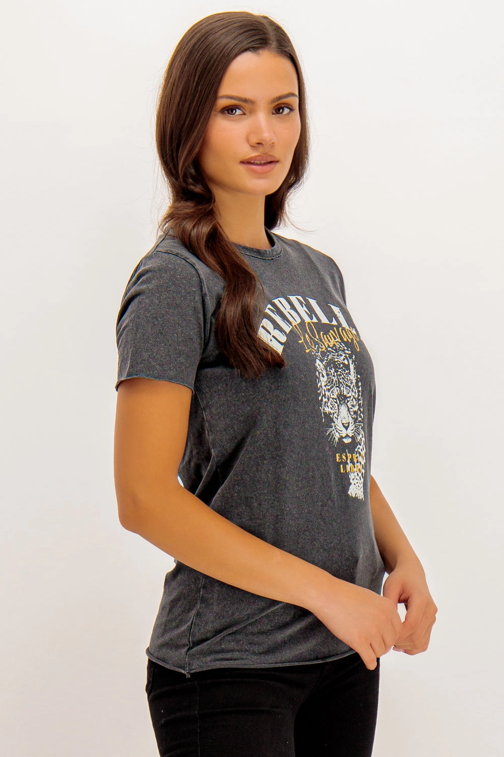 Rebelle Black Lucy Printed Tee