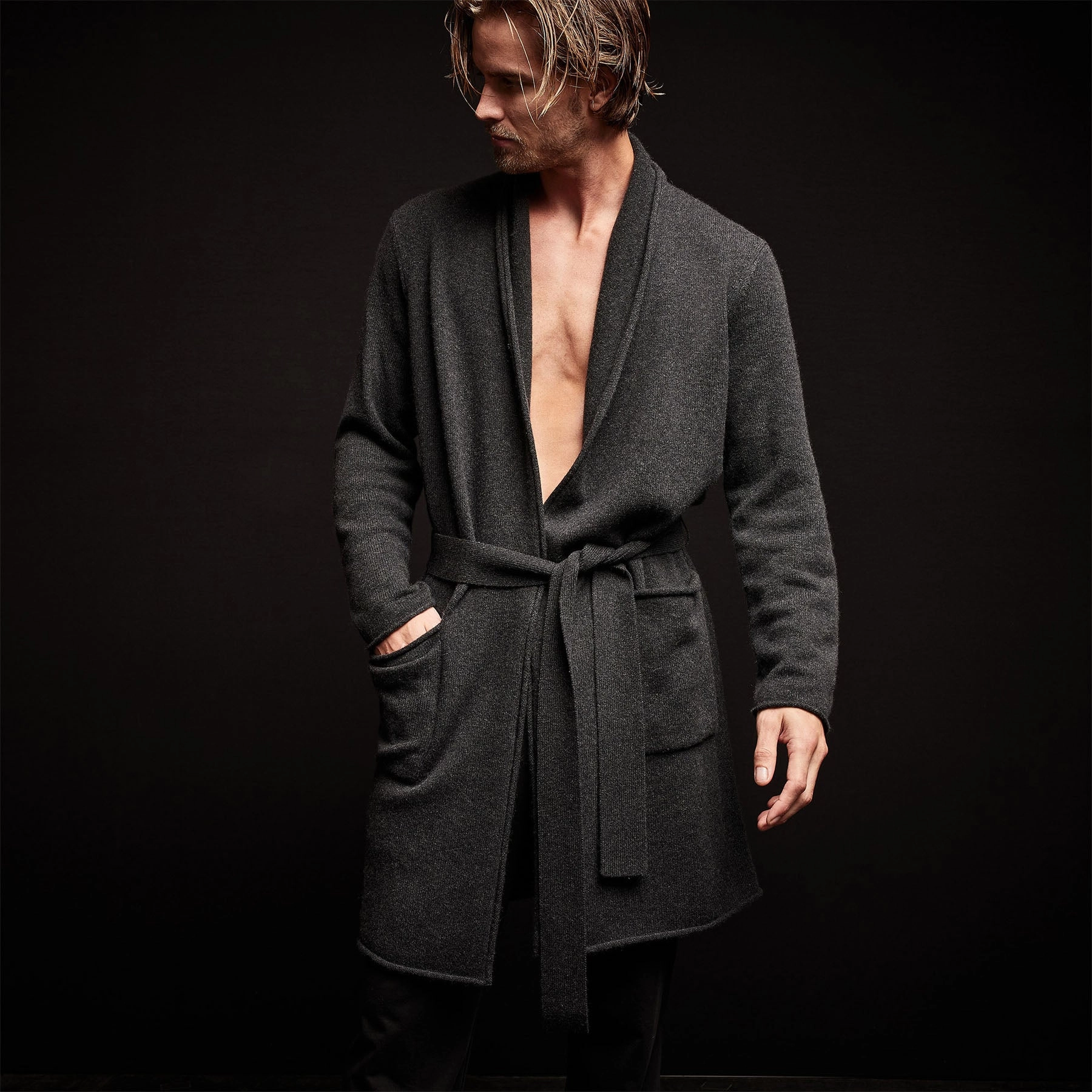 Recycled Cashmere Robe - Coal