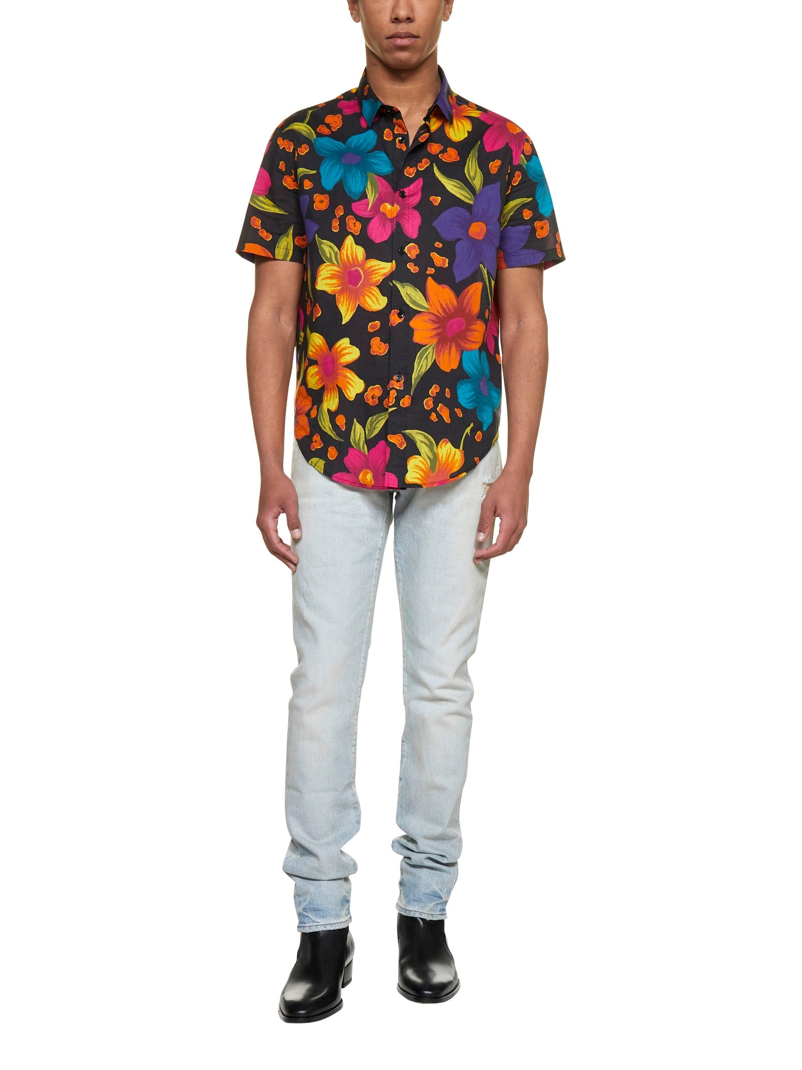 Saint Laurent Floral Printed Short-Sleeved Shirt