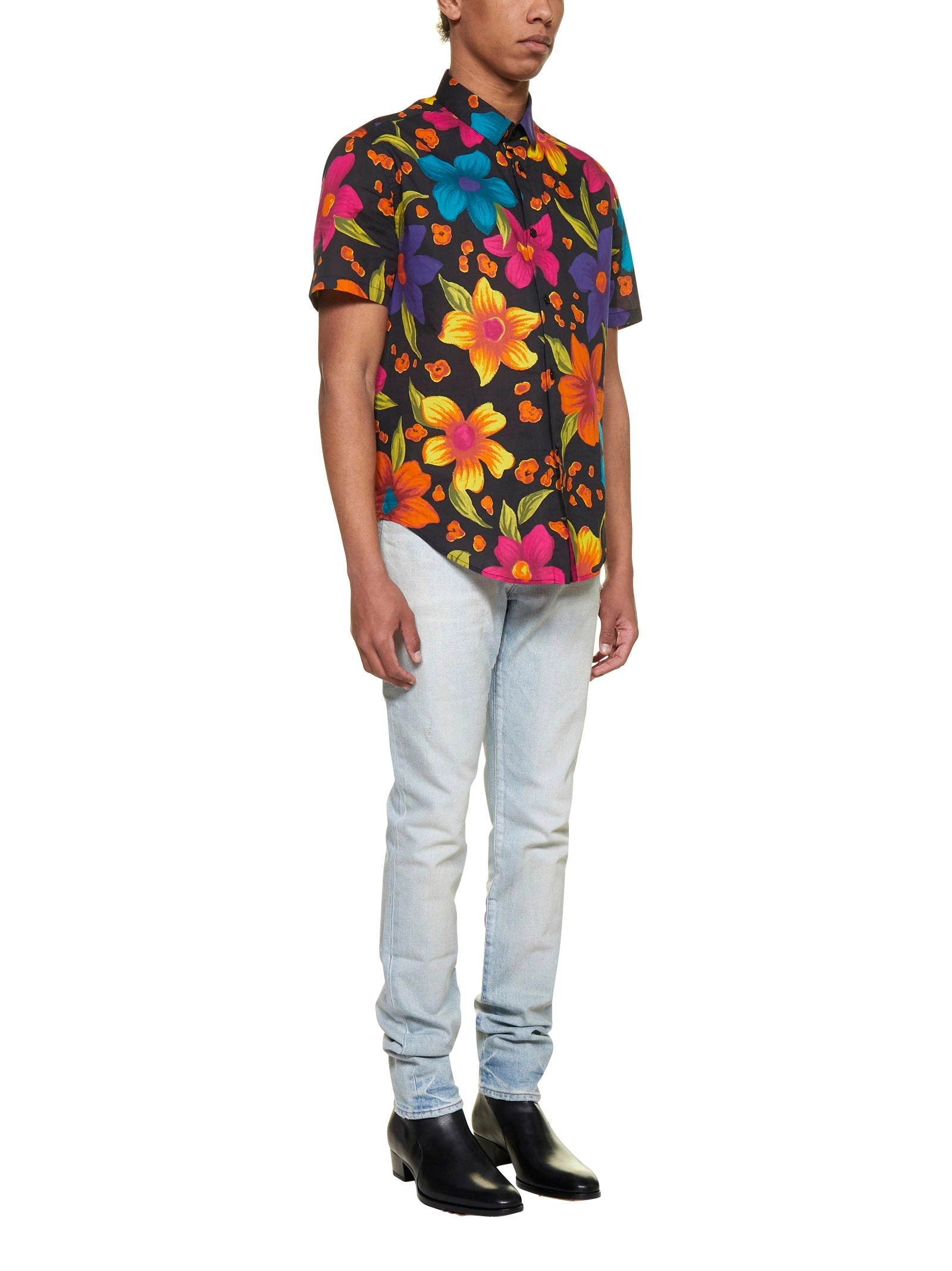 Saint Laurent Floral Printed Short-Sleeved Shirt