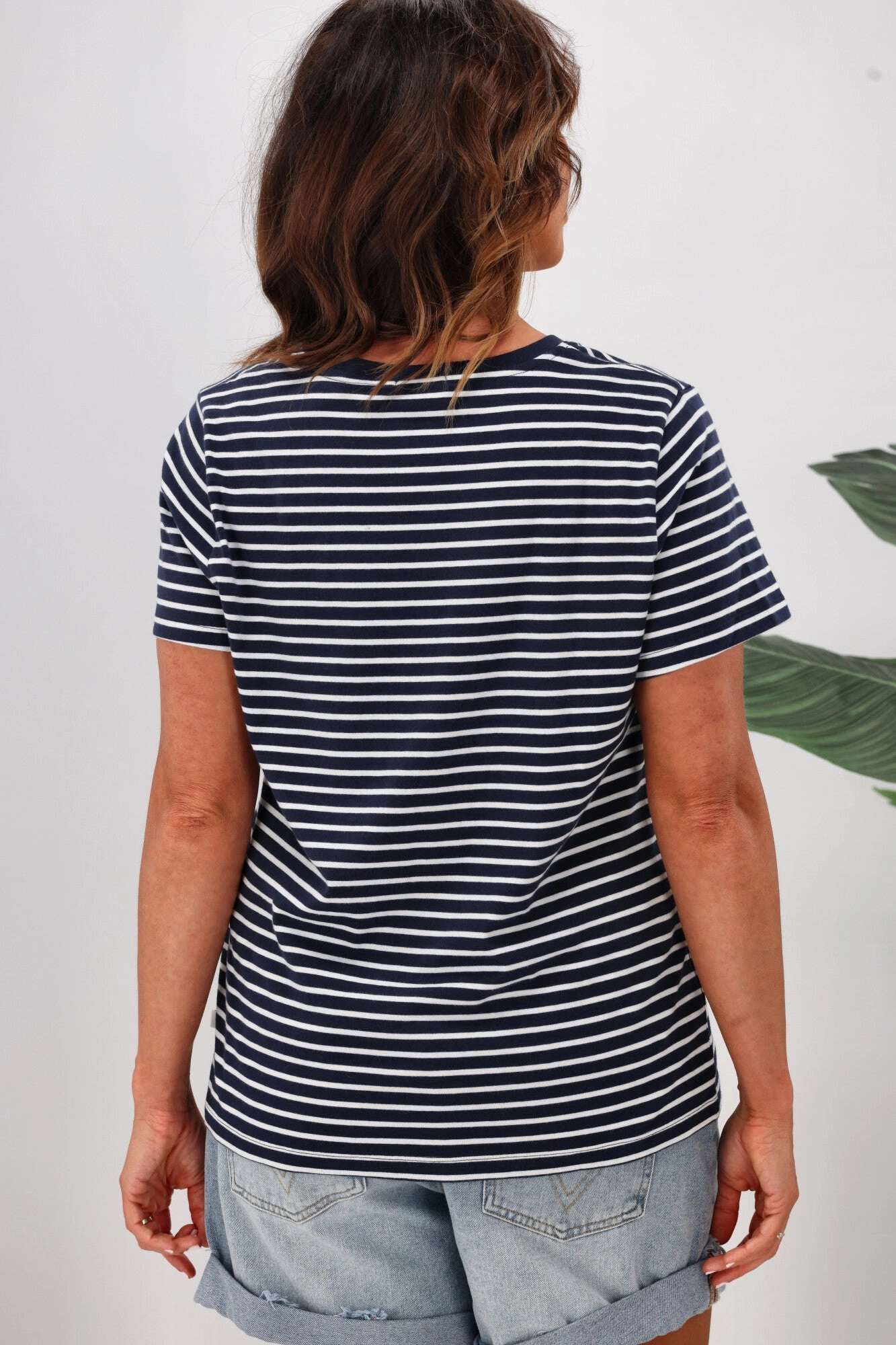 Shine On Essentials Stripe Tee Navy White Stripe