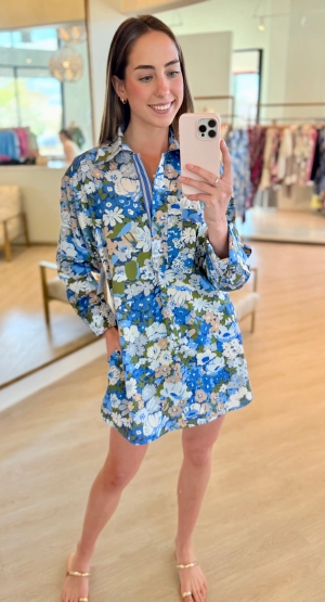 Sm044 Spring Floral Shirtdress