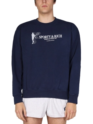 Sporty & Rich Racquet Crewneck Sweatshirt