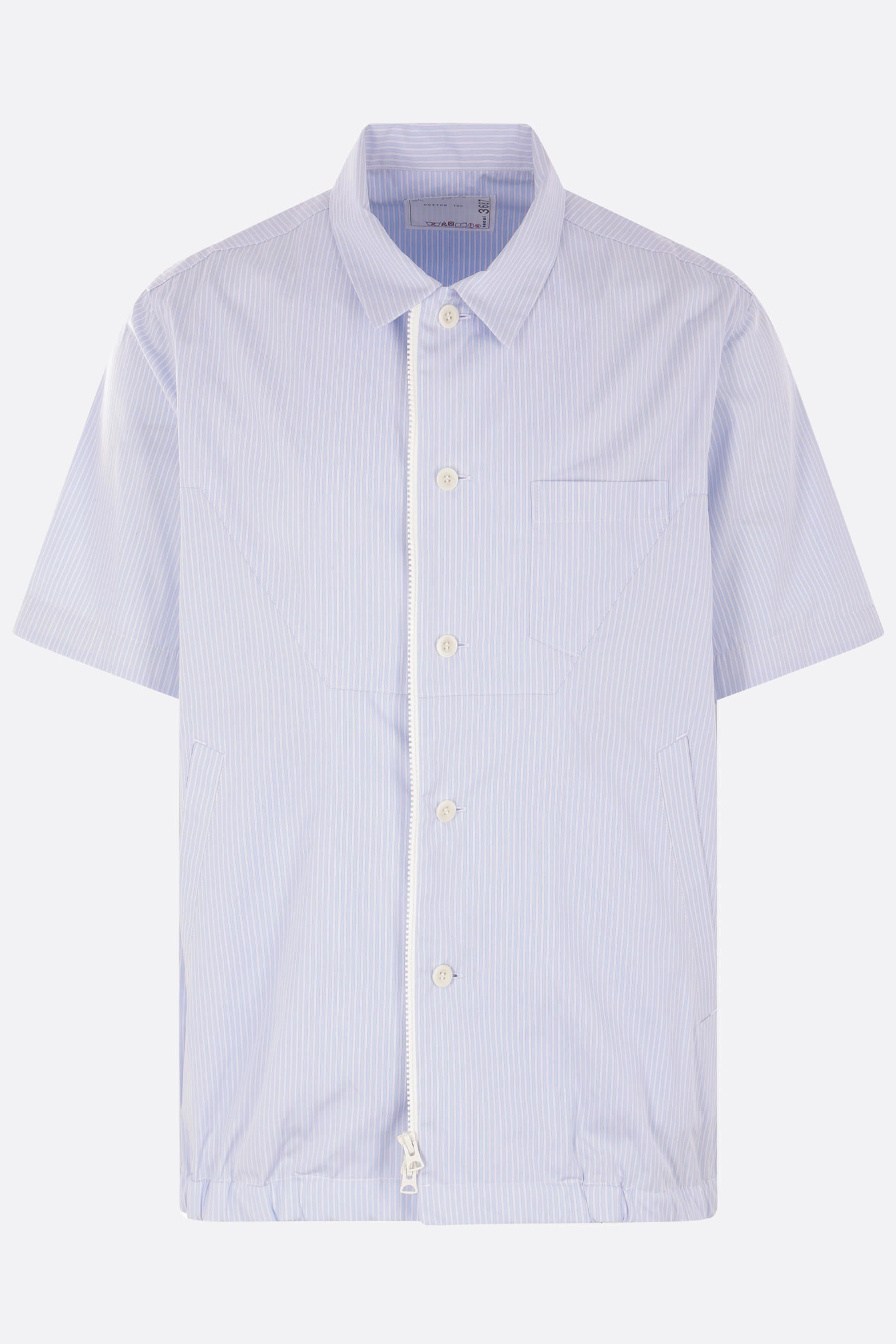 striped poplin short-sleeve shirt
