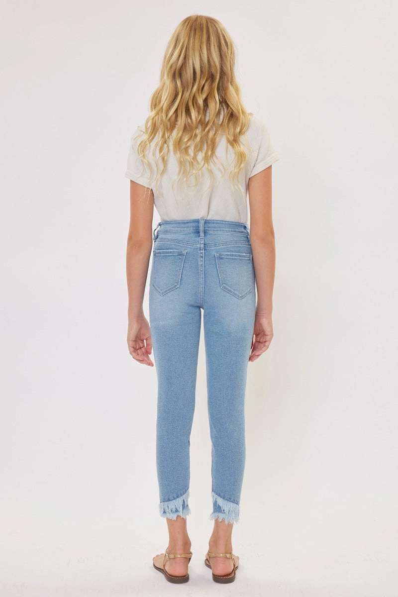 Summer High Rise Ankle Skinny Kid Jeans