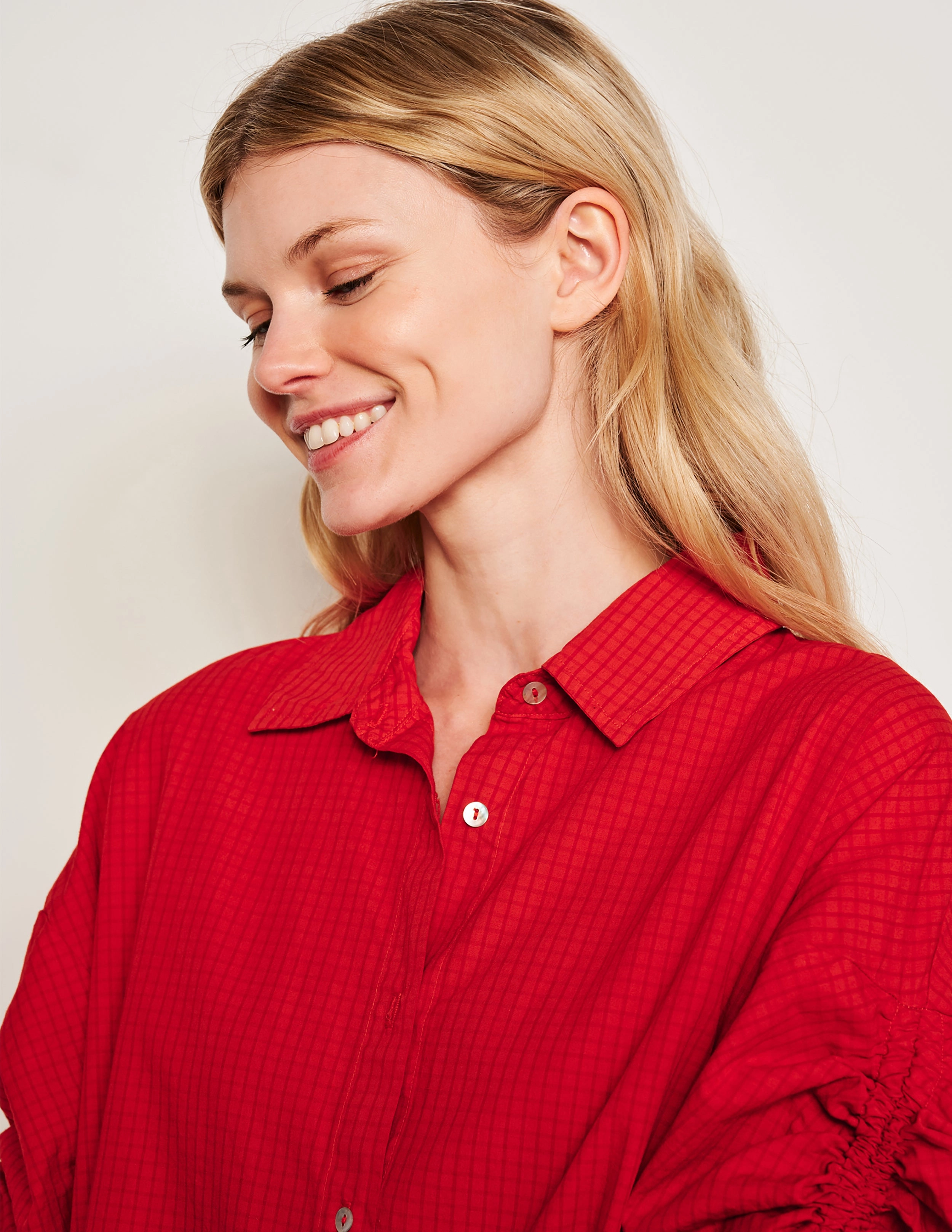 Sundry Beachside Check Short Shirt Dress & Flutter Short Set in Burnt Red