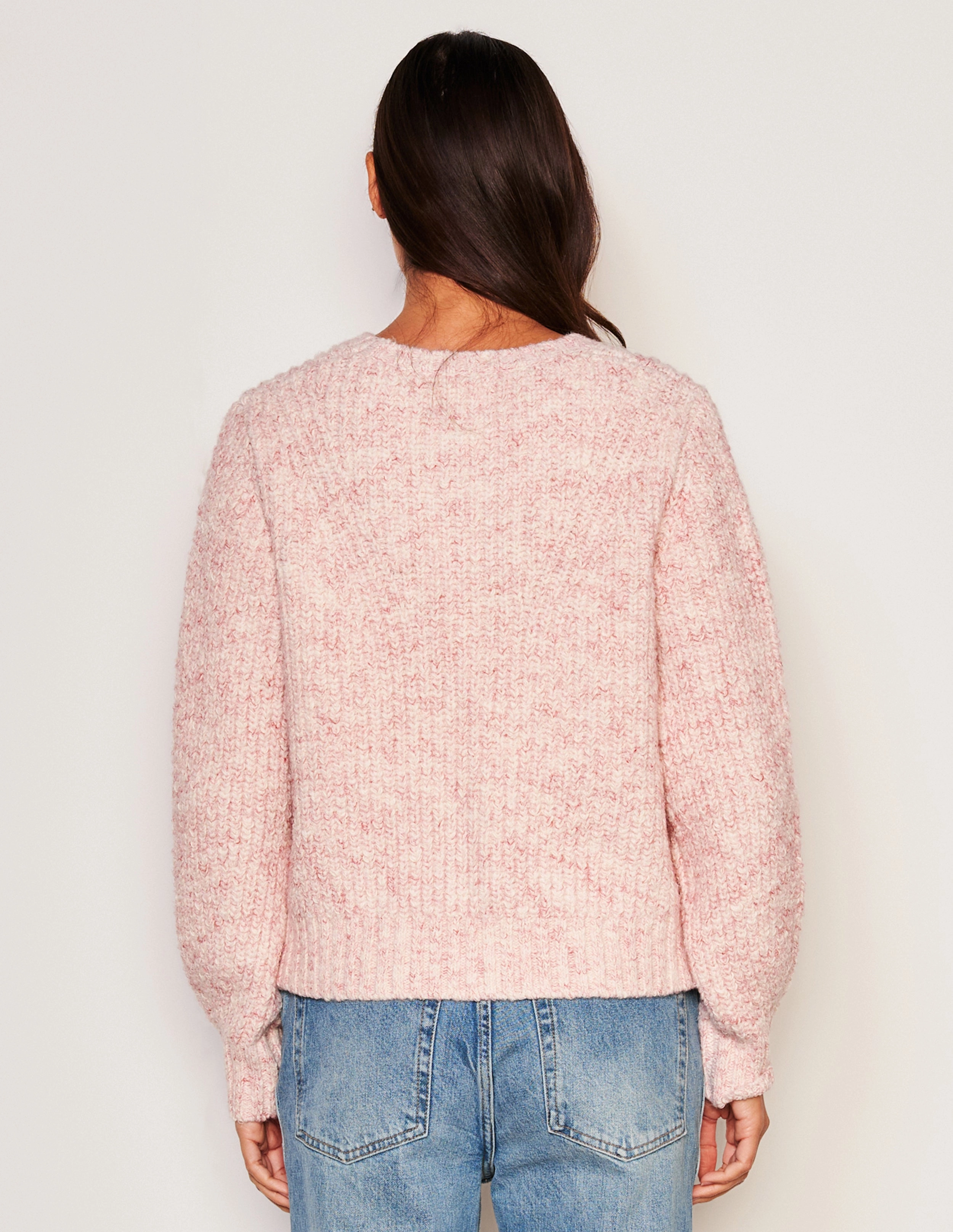 Sundry Rib Transfer Crew Neck Sweater in Guava