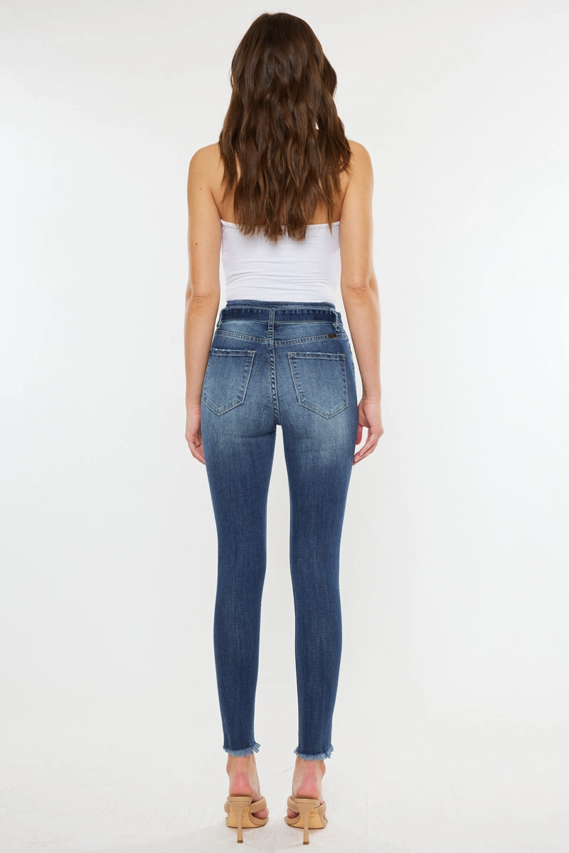 Sunny Ultra High Rise Belted Ankle Skinny Jeans