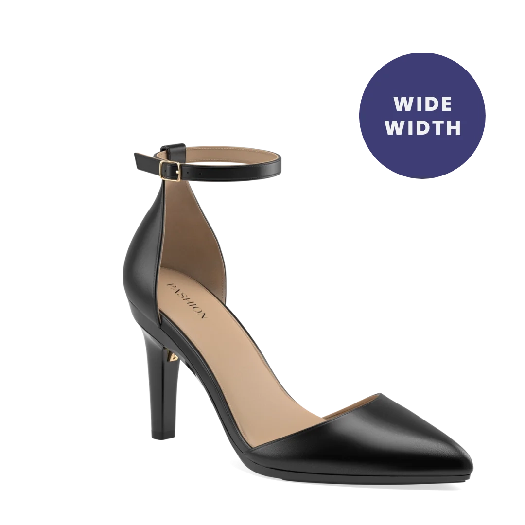 The D'Orsay Wide Width - Coal Leather 4 Stiletto