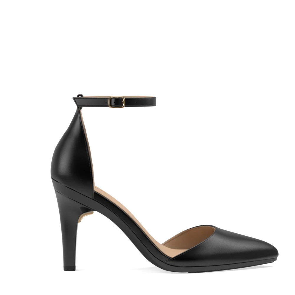 The D'Orsay Wide Width - Coal Leather 4 Stiletto
