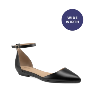 The D'Orsay Wide Width - Coal Leather Flat