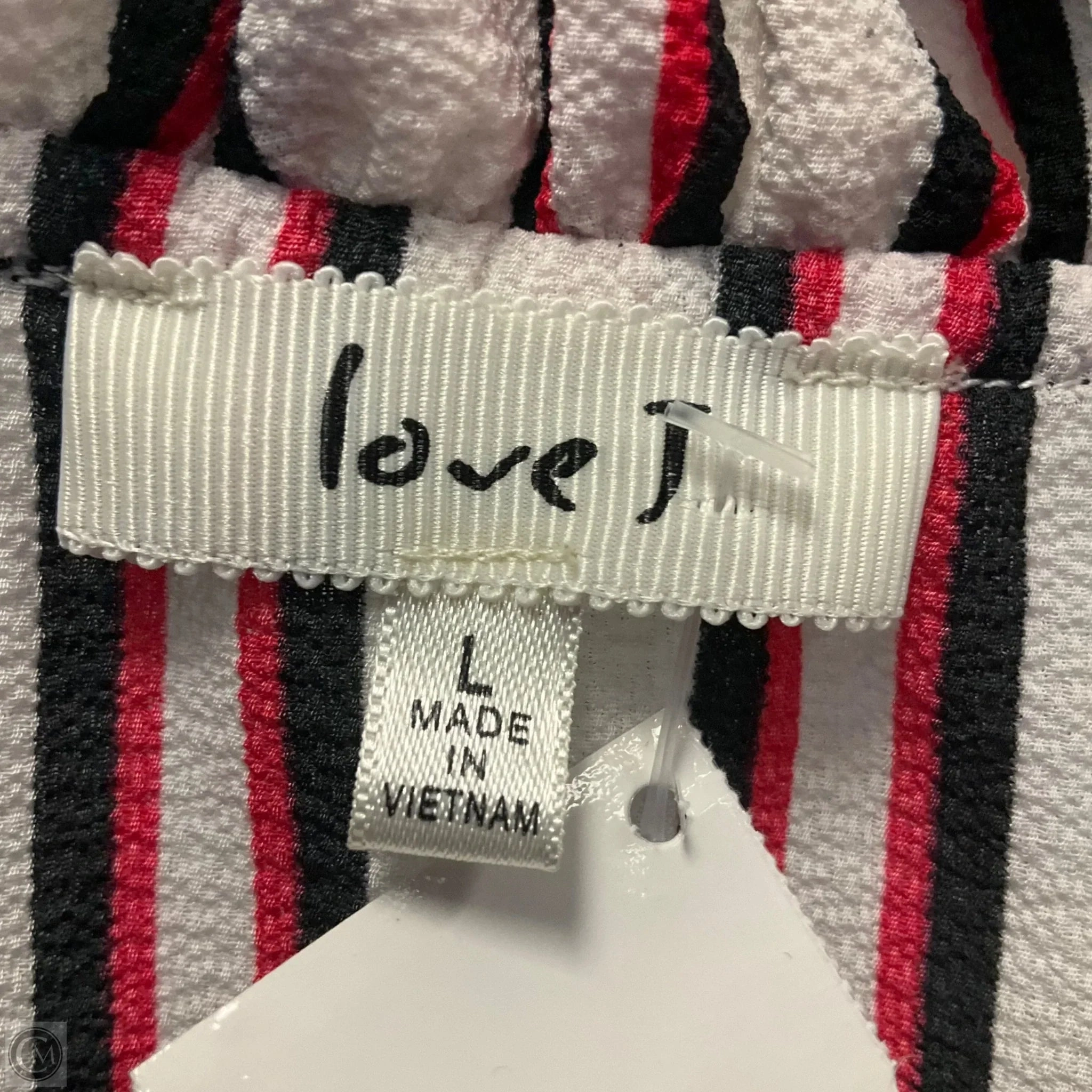 Top Short Sleeve By Love J In Striped Pattern, Size: L