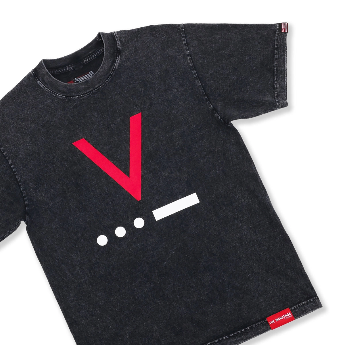 V for Victory Code T-Shirt - Carbon Washed Black