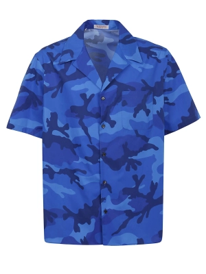 Valentino Camouflage Printed Short-Sleeved Shirt