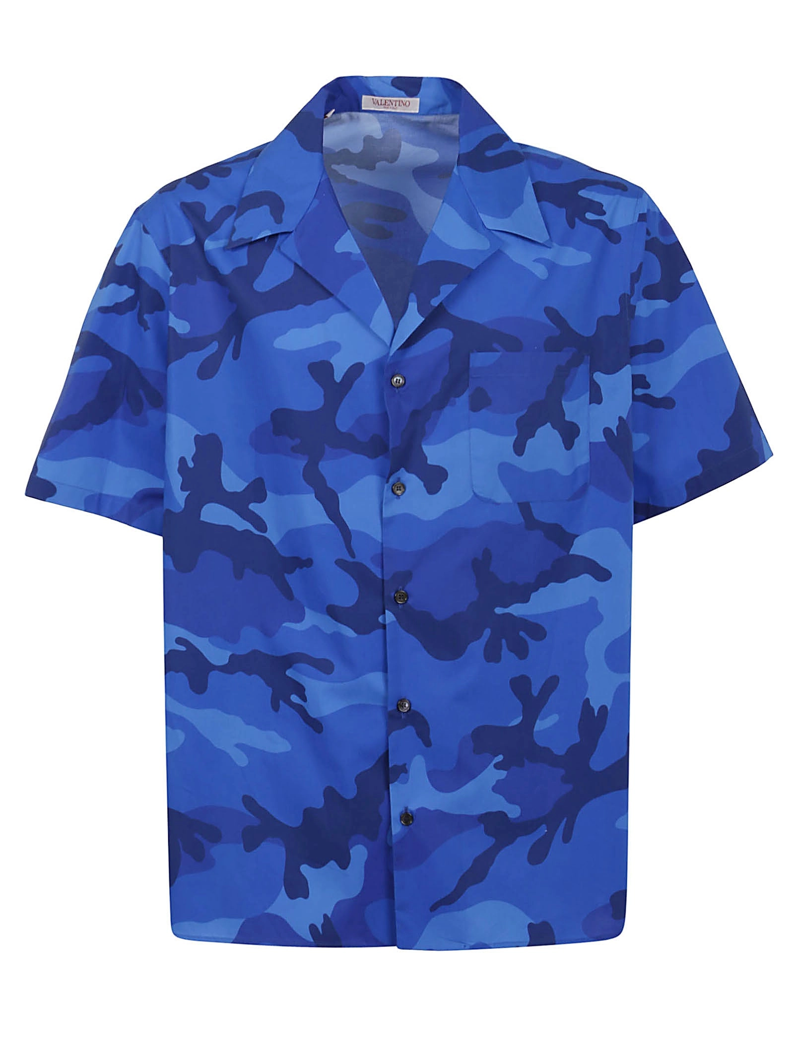 Valentino Camouflage Printed Short-Sleeved Shirt