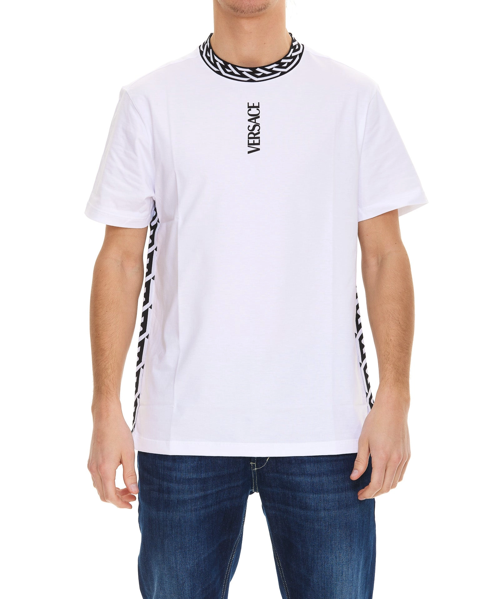 Versace La Greca Logo Printed Crewneck T-Shirt