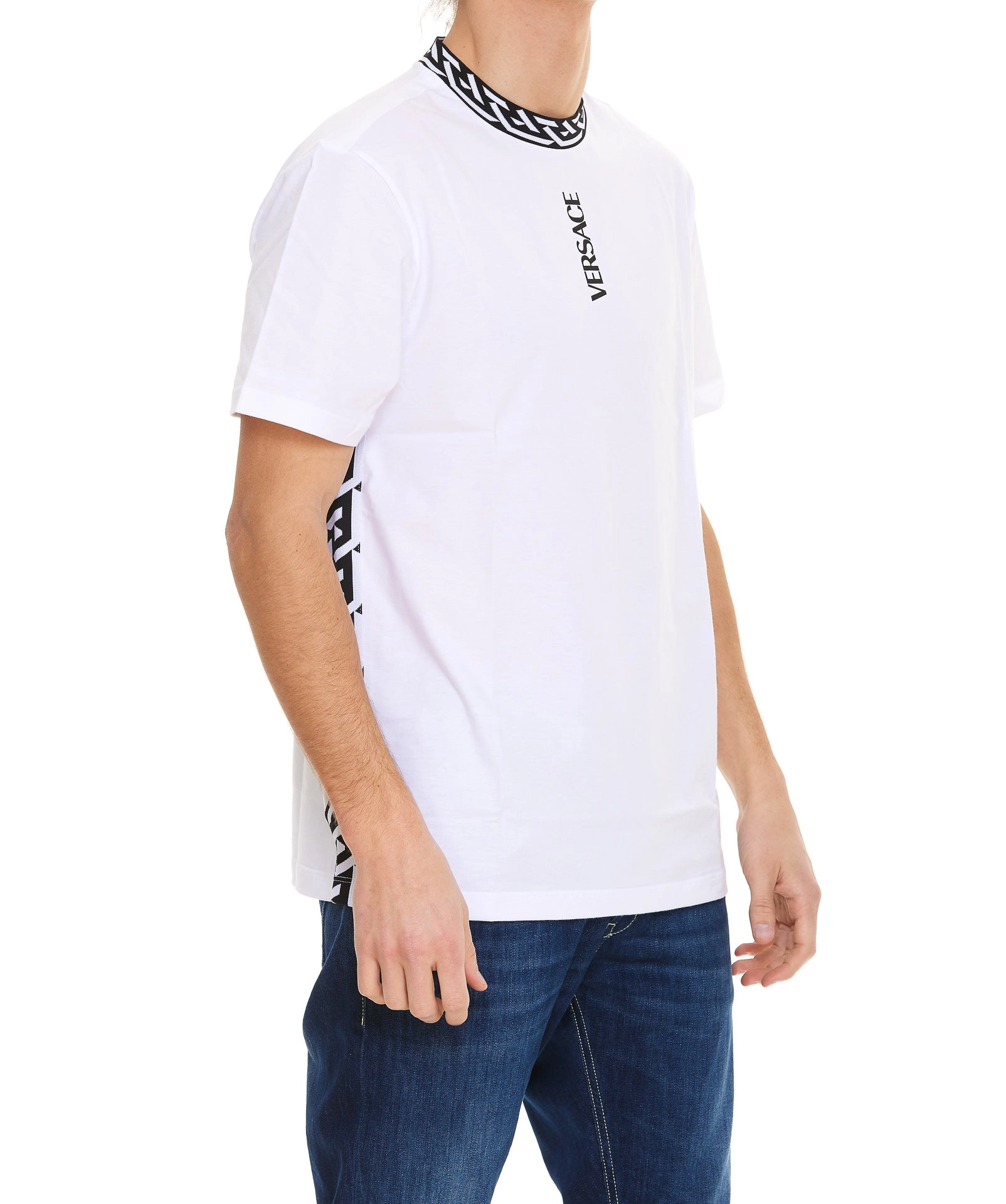 Versace La Greca Logo Printed Crewneck T-Shirt