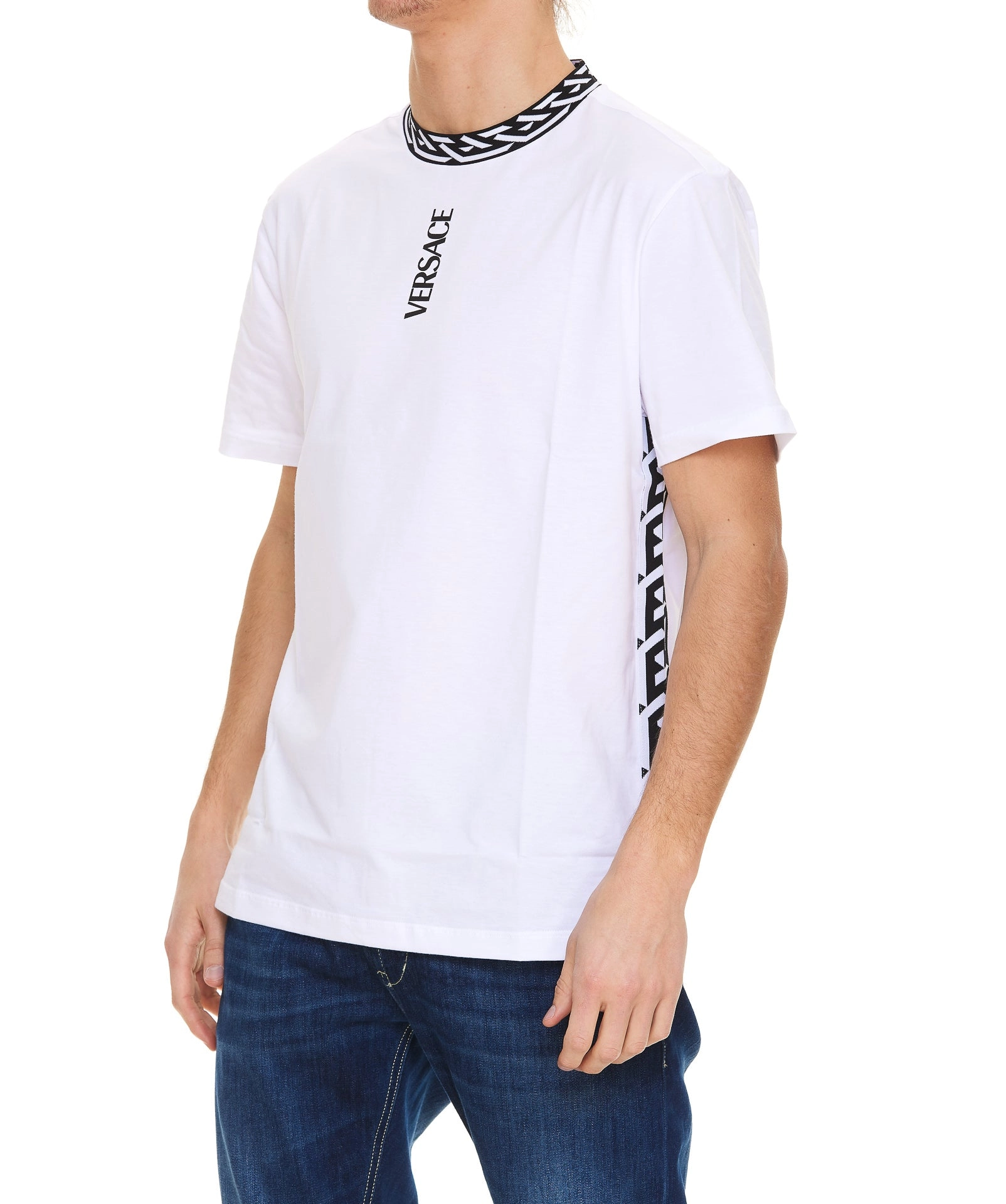 Versace La Greca Logo Printed Crewneck T-Shirt