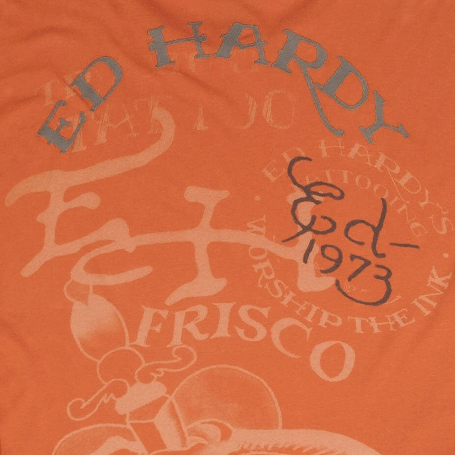 VINTAGE ED HARDY RHINESTONES LONG SLEEVE TEE SHIRT 2000S SIZE XL MADE IN USA