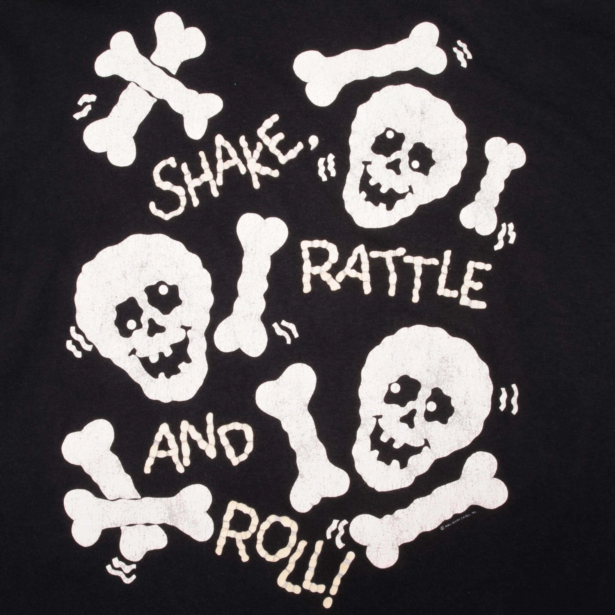 VINTAGE GRAPHIC HALLMARK SHAKE RATTLE AND ROLL 1980S TEE SHIRT LARGE MADE IN USA