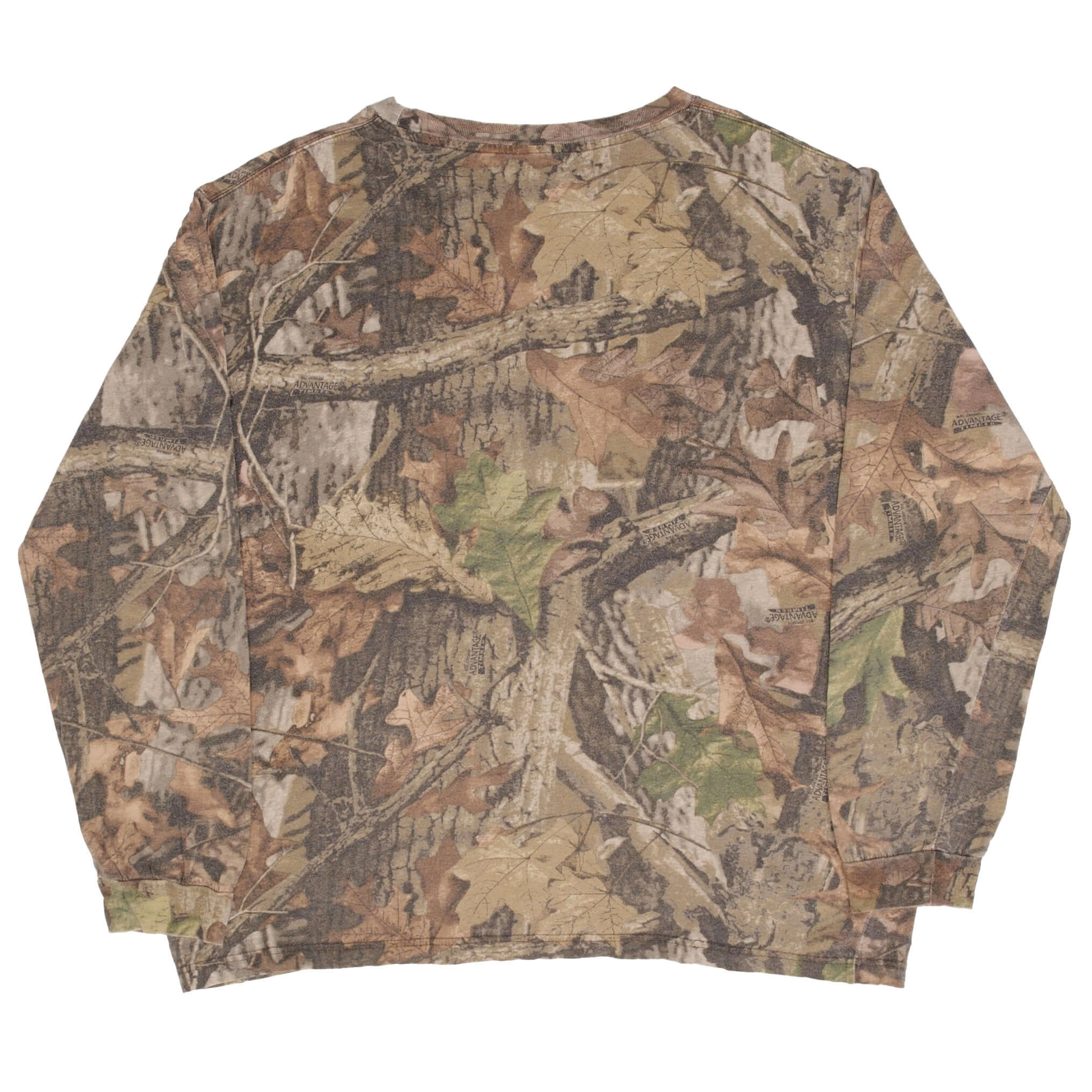 VINTAGE HUNTING ADVANTAGE TIMBER CAMO LONG SLEEVE POCKET TEE SHIRT SIZE LARGE