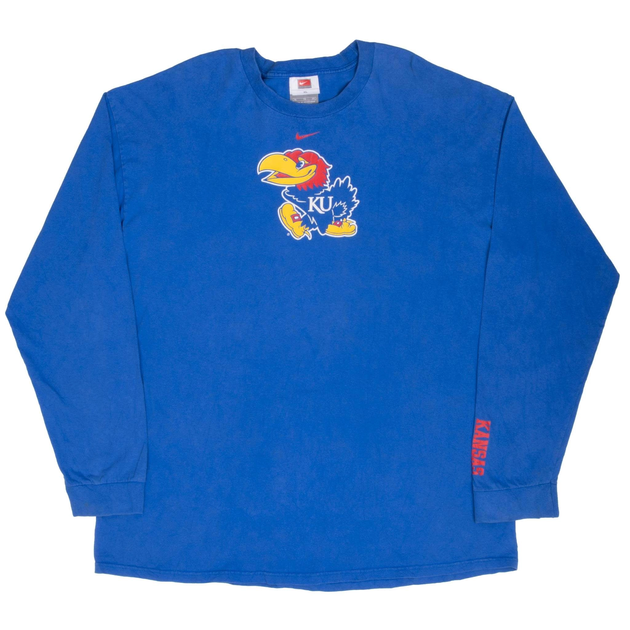 VINTAGE NIKE NCAA KANSAS JAYHAWKS LONG SLEEVE TEE SHIRT 2000S SIZE XL