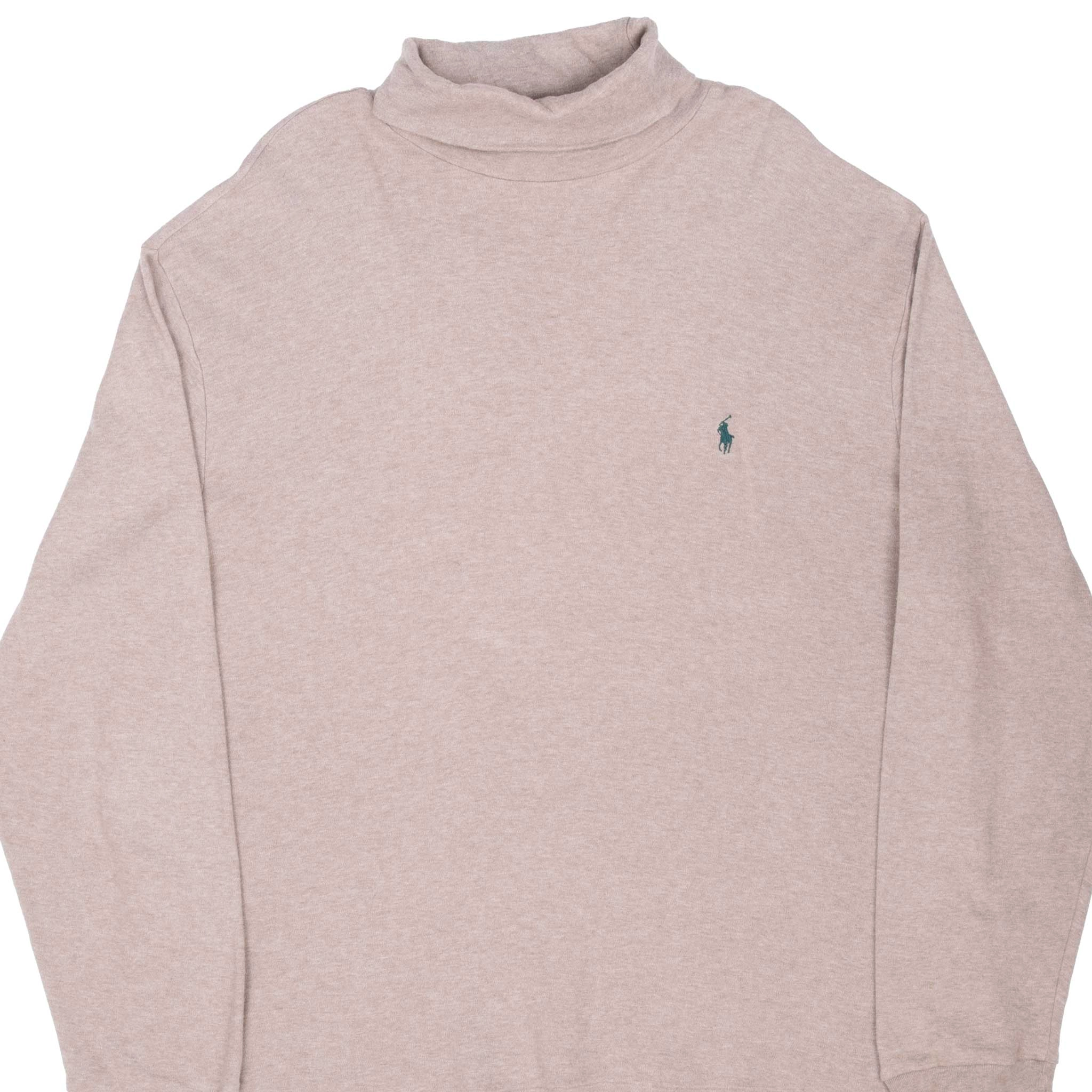 VINTAGE RALPH LAUREN BEIGE TURTLE NECK LONG SLEEVE TEE SHIRT 1990S LARGE