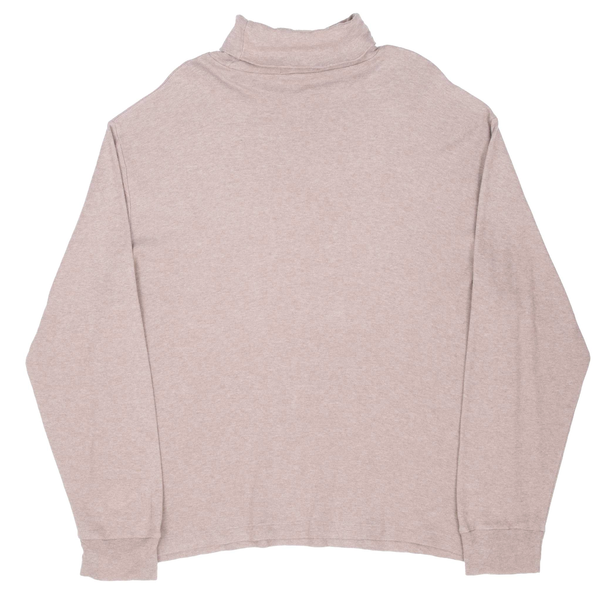 VINTAGE RALPH LAUREN BEIGE TURTLE NECK LONG SLEEVE TEE SHIRT 1990S LARGE