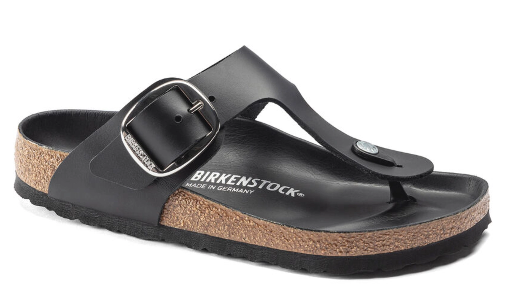 Womens Birkenstock Gizeh Big Buckle Oiled Leather Sandals Black