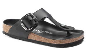 Womens Birkenstock Gizeh Big Buckle Oiled Leather Sandals Black