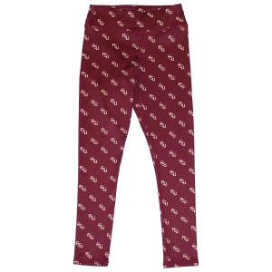 ZooZatz Youth Girl's Stacked FSU AOP Leggings - Garnet